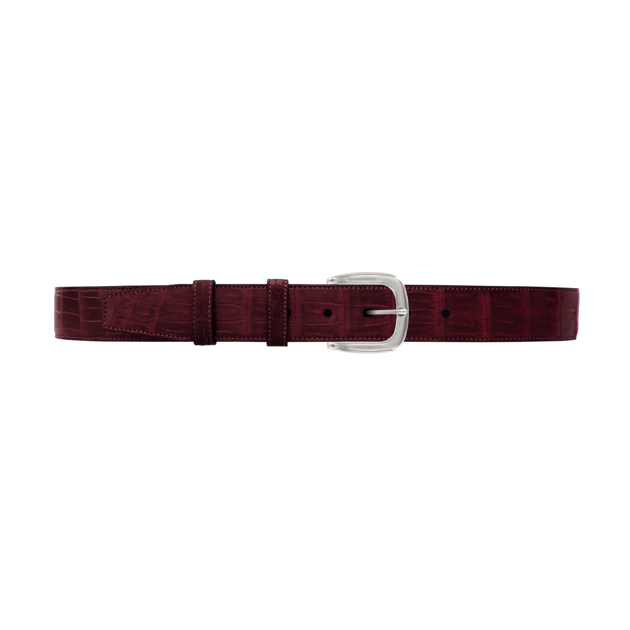 1 1/2" Burgundy Seasonal Belt with Oxford Cocktail Buckle in Polished Nickel