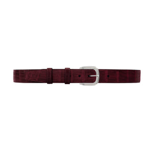 1 1/2" Burgundy Seasonal Belt with Oxford Cocktail Buckle in Polished Nickel
