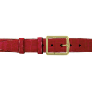 1 1/2" Cherry Seasonal Belt with Crawford Casual Buckle in Brass