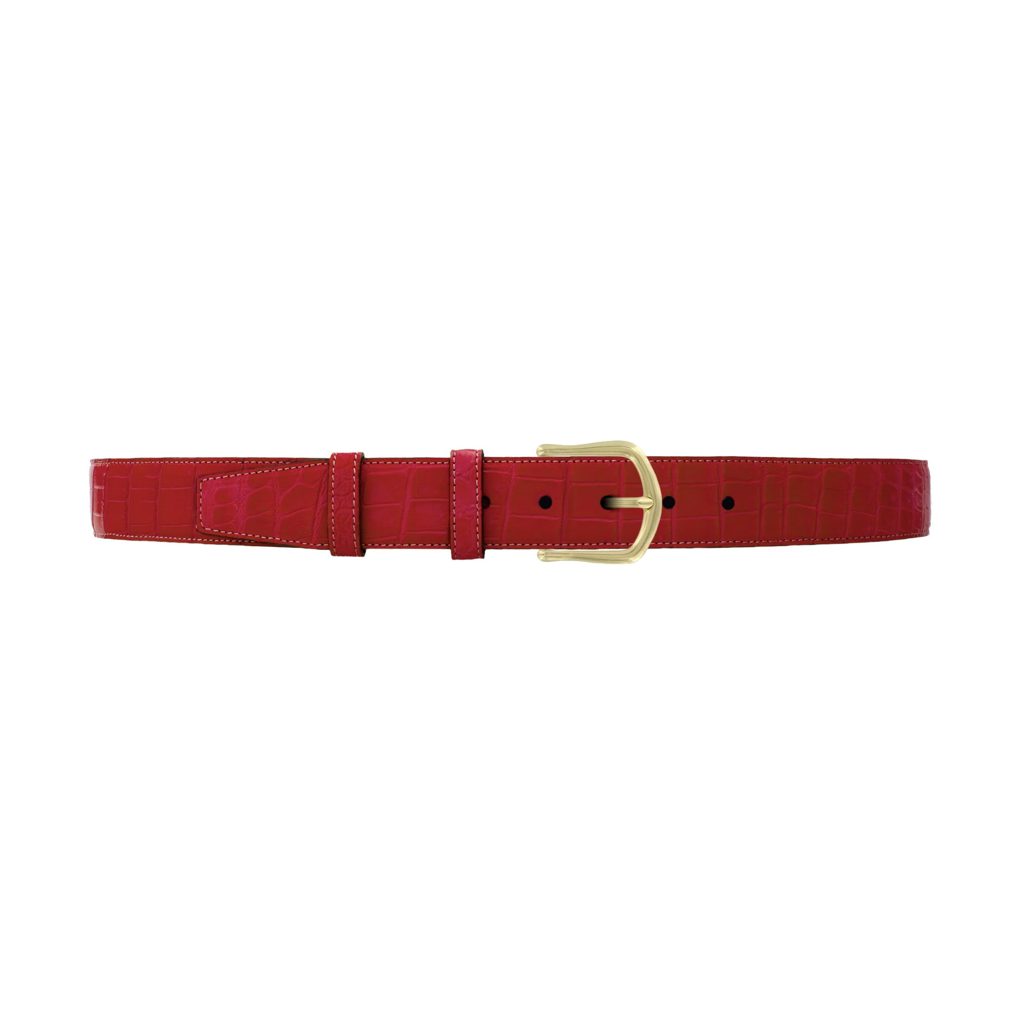 1 1/2" Cherry Seasonal Belt with Derby Cocktail Buckle in Brass