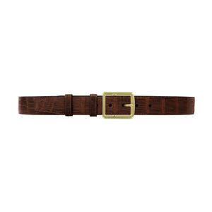 1 1/2" Cognac Classic Belt with Crawford Casual Buckle in Brass