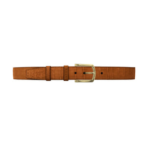 1 1/2" Dark Sand Classic Belt with Sutton Dress Buckle in Brass