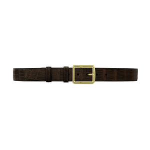 1 1/2" Espresso Classic Belt with Crawford Casual Buckle in Brass