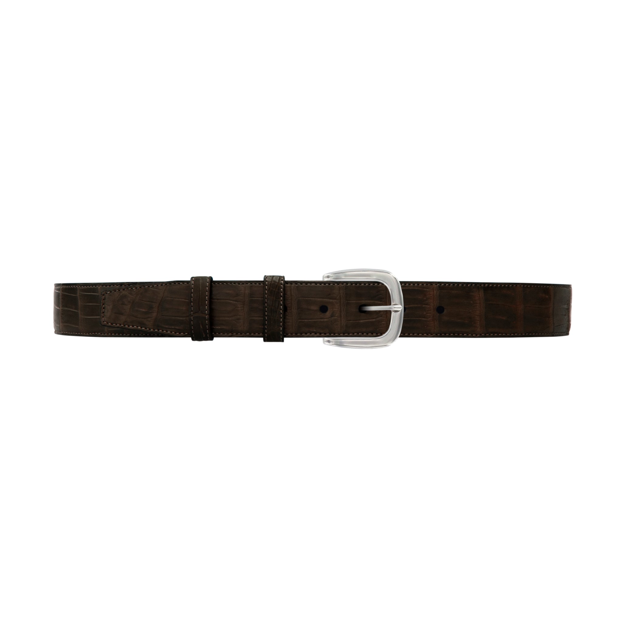 1 1/2" Espresso Classic Belt with Oxford Cocktail Buckle in Polished Nickel