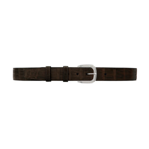 1 1/2" Espresso Classic Belt with Oxford Cocktail Buckle in Polished Nickel