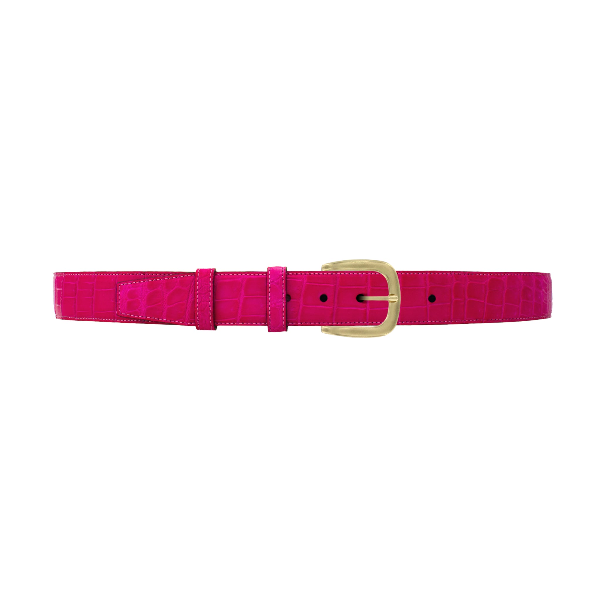 1 1/2" Fuchsia Seasonal Belt with Oxford Cocktail Buckle in Brass