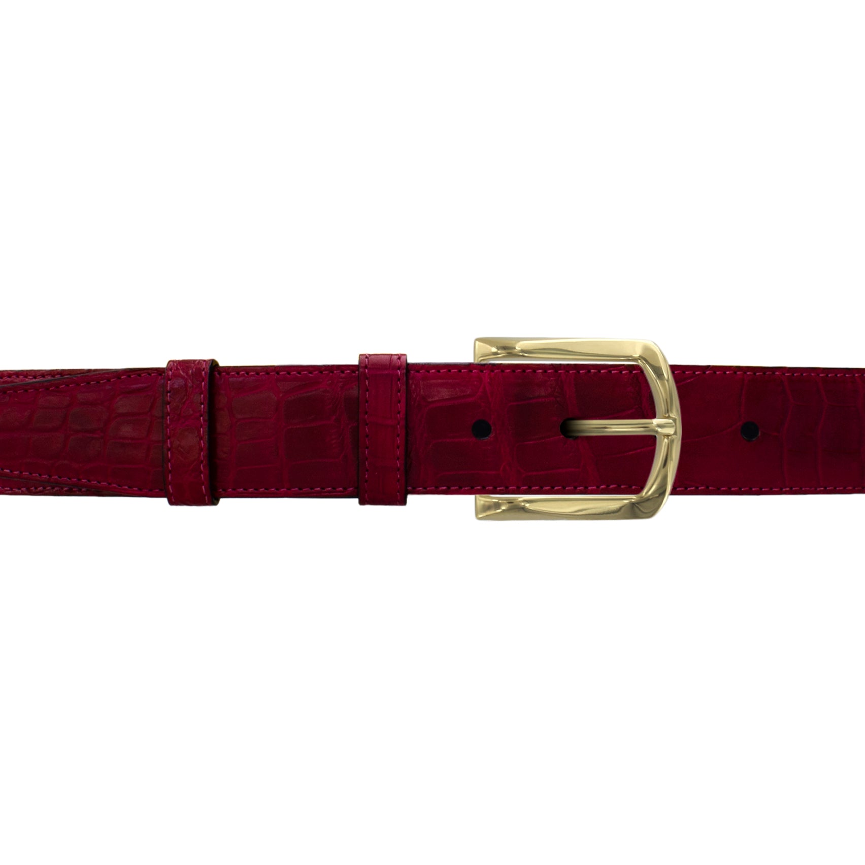 1 1/2" Garnet Classic Belt with Sutton Dress Buckle in Brass