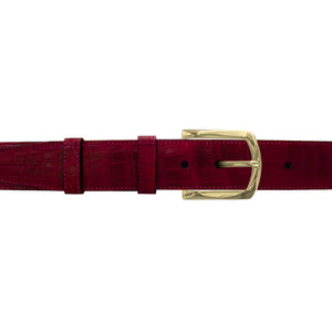 1 1/2" Garnet Classic Belt with Sutton Dress Buckle in Brass