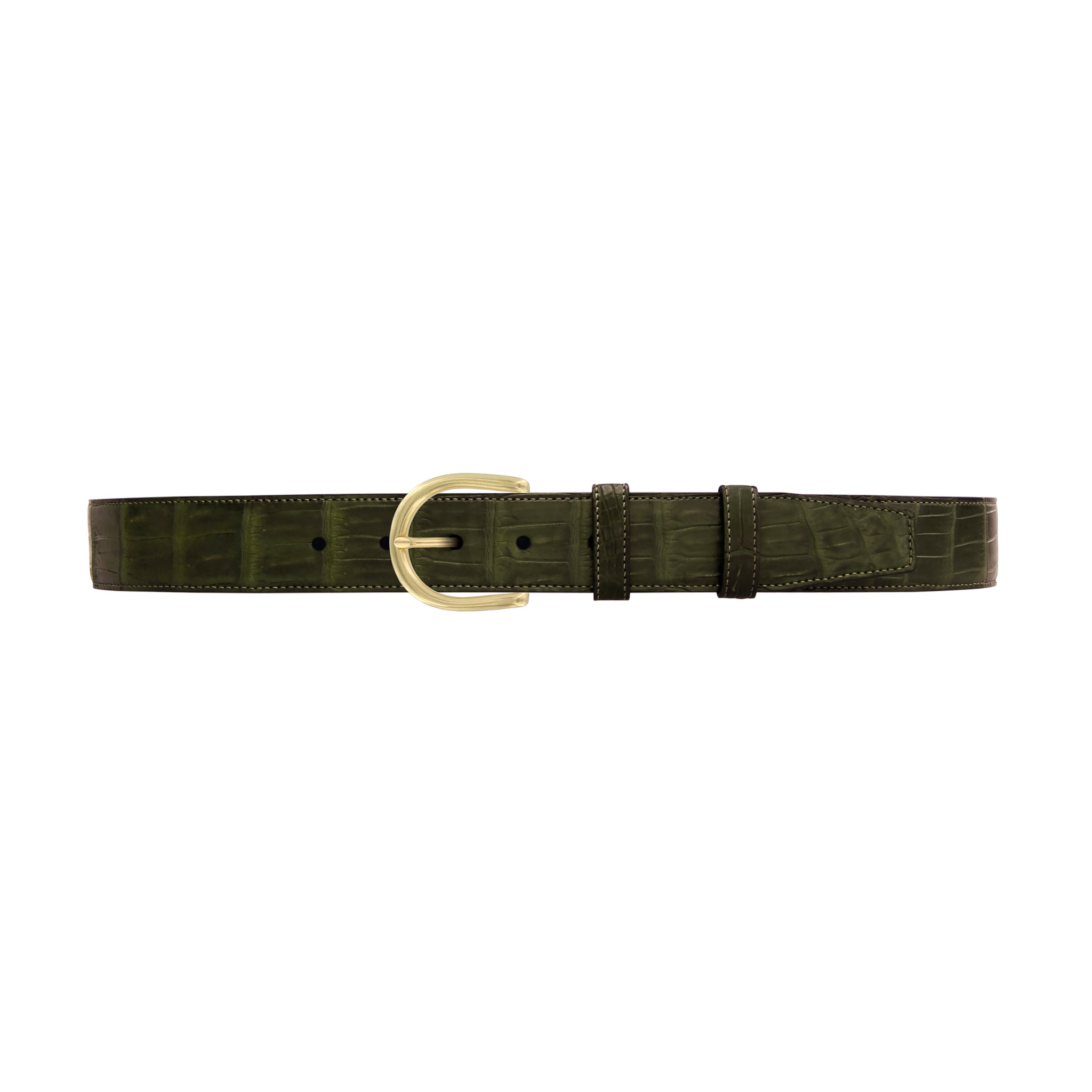 1 1/2" Olive Seasonal Belt with Denver Casual Buckle in Brass