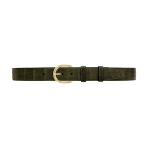 1 1/2" Olive Seasonal Belt with Denver Casual Buckle in Brass