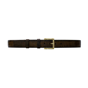 1 1/2" Walnut Patina Belt with Regis Dress Buckle in Brass