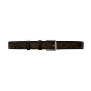 1 1/2" Walnut Patina Belt with Austin Casual Buckle in Matt Nickel