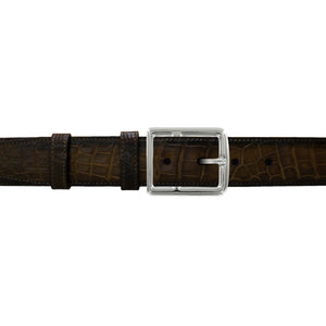 1 1/2" Walnut Patina Belt with Crawford Casual Buckle in Polished Nickel