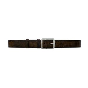 1 1/2" Walnut Patina Belt with Crawford Casual Buckle in Polished Nickel