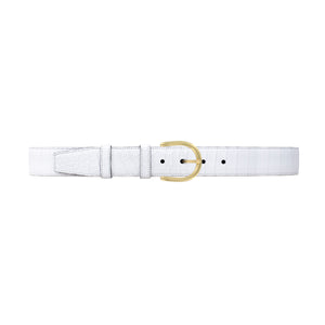 1 12" White Classic Belt with Denver Casual Buckle in Brass
