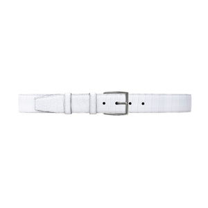 1 1/2" White Classic Belt with Winston Dress Buckle in Polished Nickel