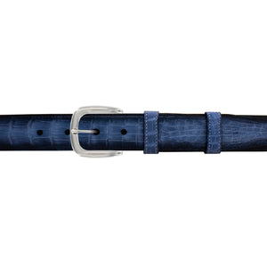 1 1/4" Azure Patina Belt with Oxford Cocktail Buckle in Polished Nickel