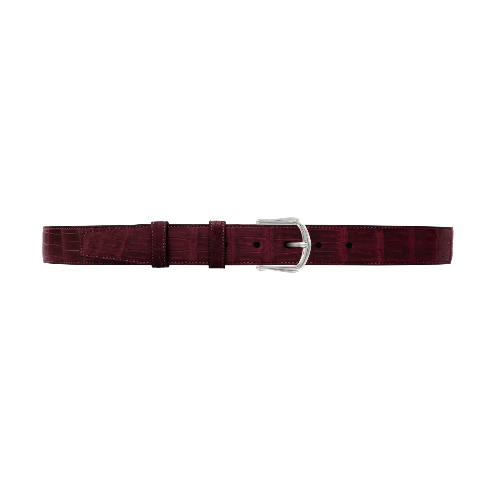 1 1/4" Burgundy Seasonal Belt with Derby Cocktail Buckle in Polished Nickel