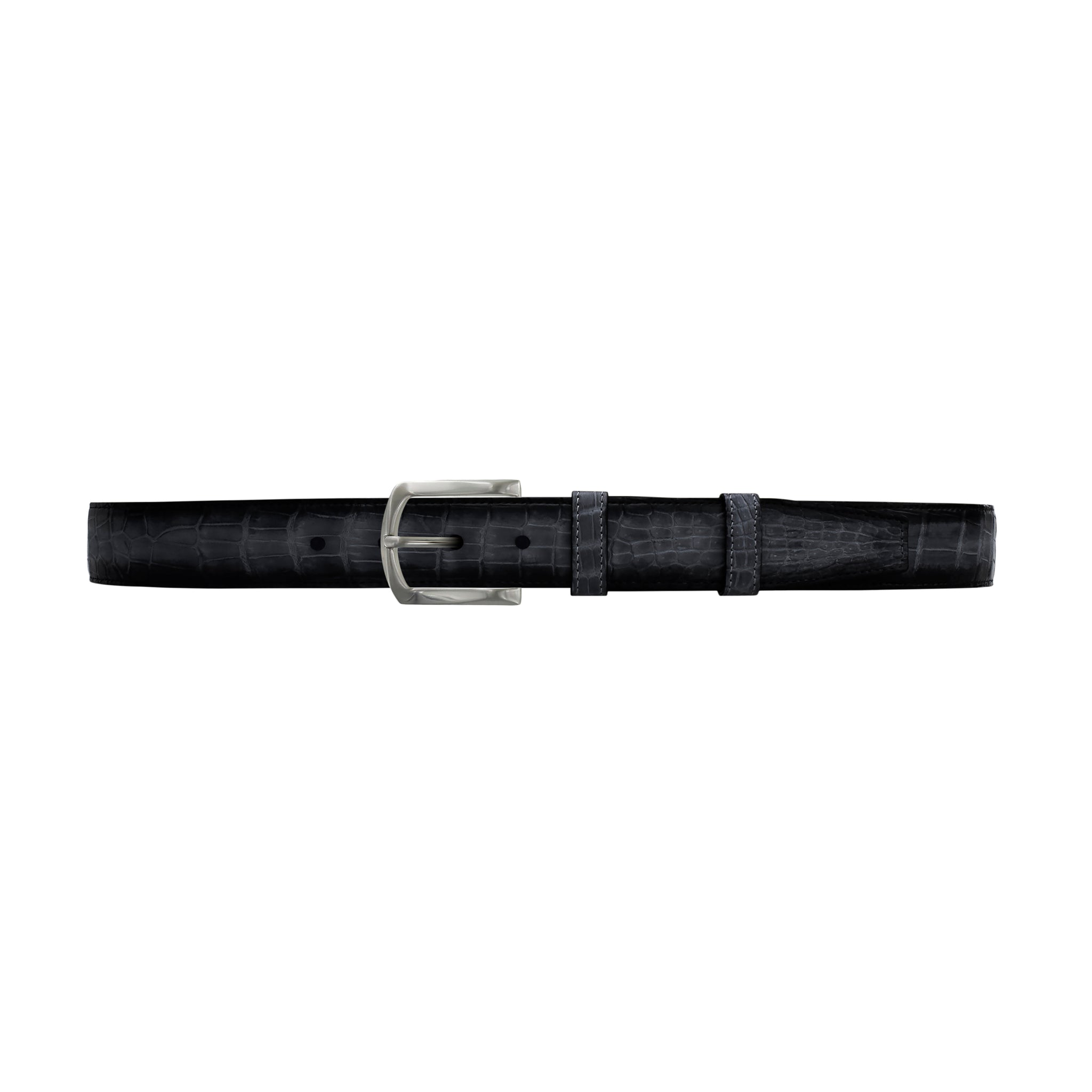 1 1/4" Charcoal Patina Belt with Sutton Dress Buckle in Matt Nickel