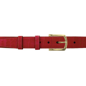 1 1/4" Cherry Seasonal Belt with Sutton Dress Buckle in Brass