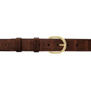 1 1/4" Cognac Classic Belt with Denver Casual Buckle in Brass