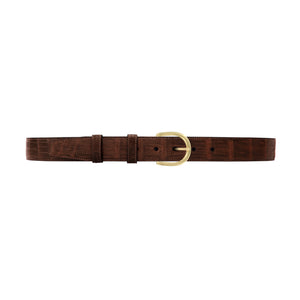 1 1/4" Cognac Classic Belt with Denver Casual Buckle in Brass