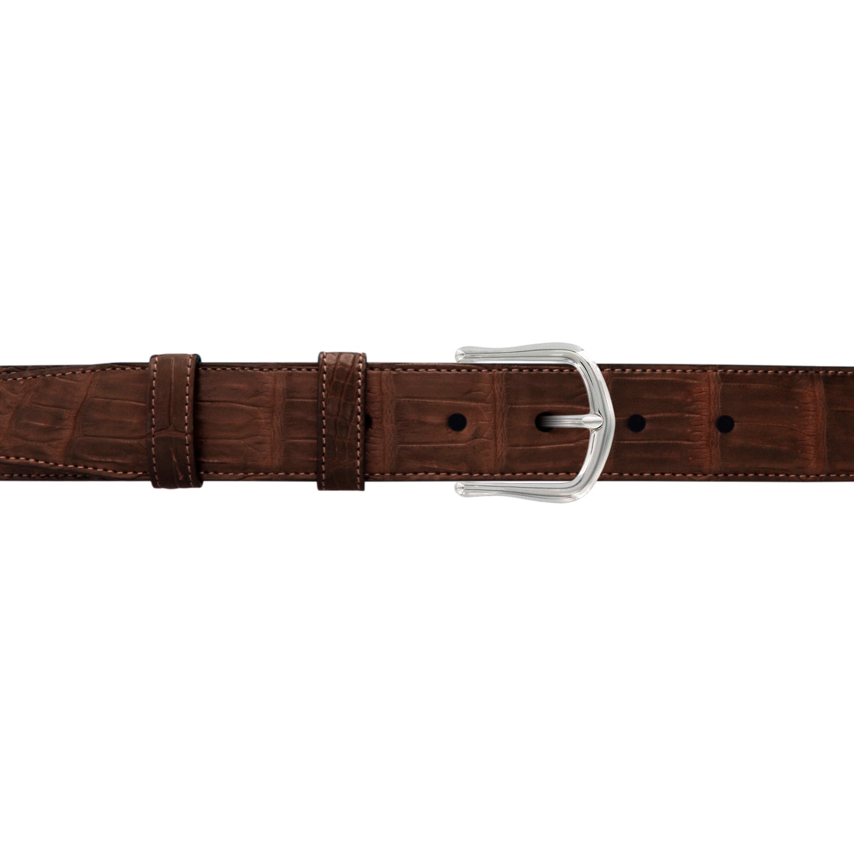1 1/4" Cognac Classic Belt with Derby Cocktail Buckle in Polished Nickel