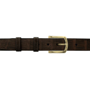 1 1/4" Espresso Classic Belt with Sutton Dress Buckle in Brass