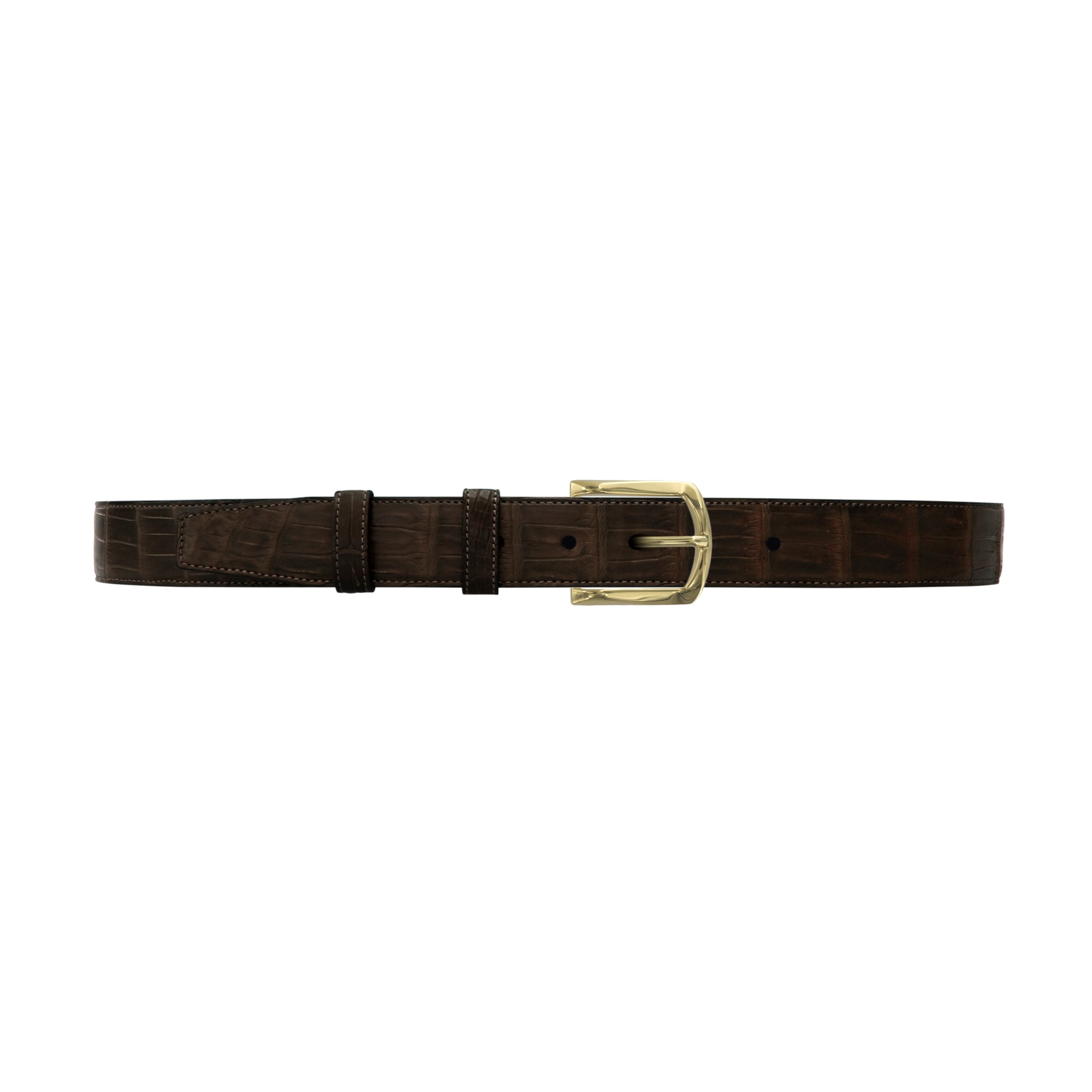 1 1/4" Espresso Classic Belt with Sutton Dress Buckle in Brass