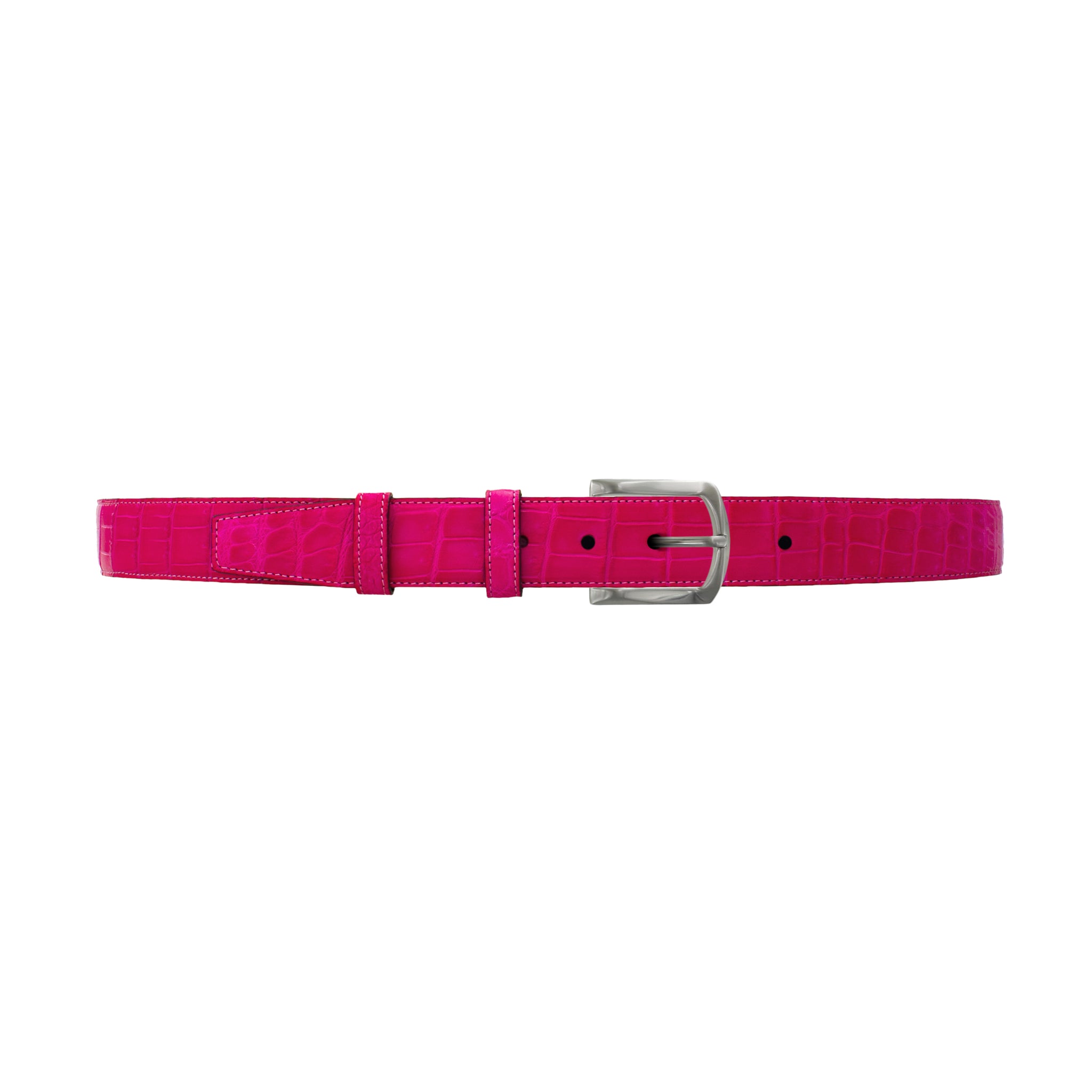 1 1/4" Fuchsia Seasonal Belt with Winston Dress Buckle in Matt Nickel