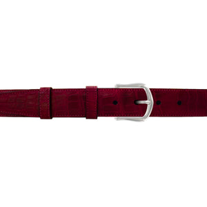 1 1/4" Garnet Seasonal Belt with Derby Cocktail Buckle in Polished Nickel