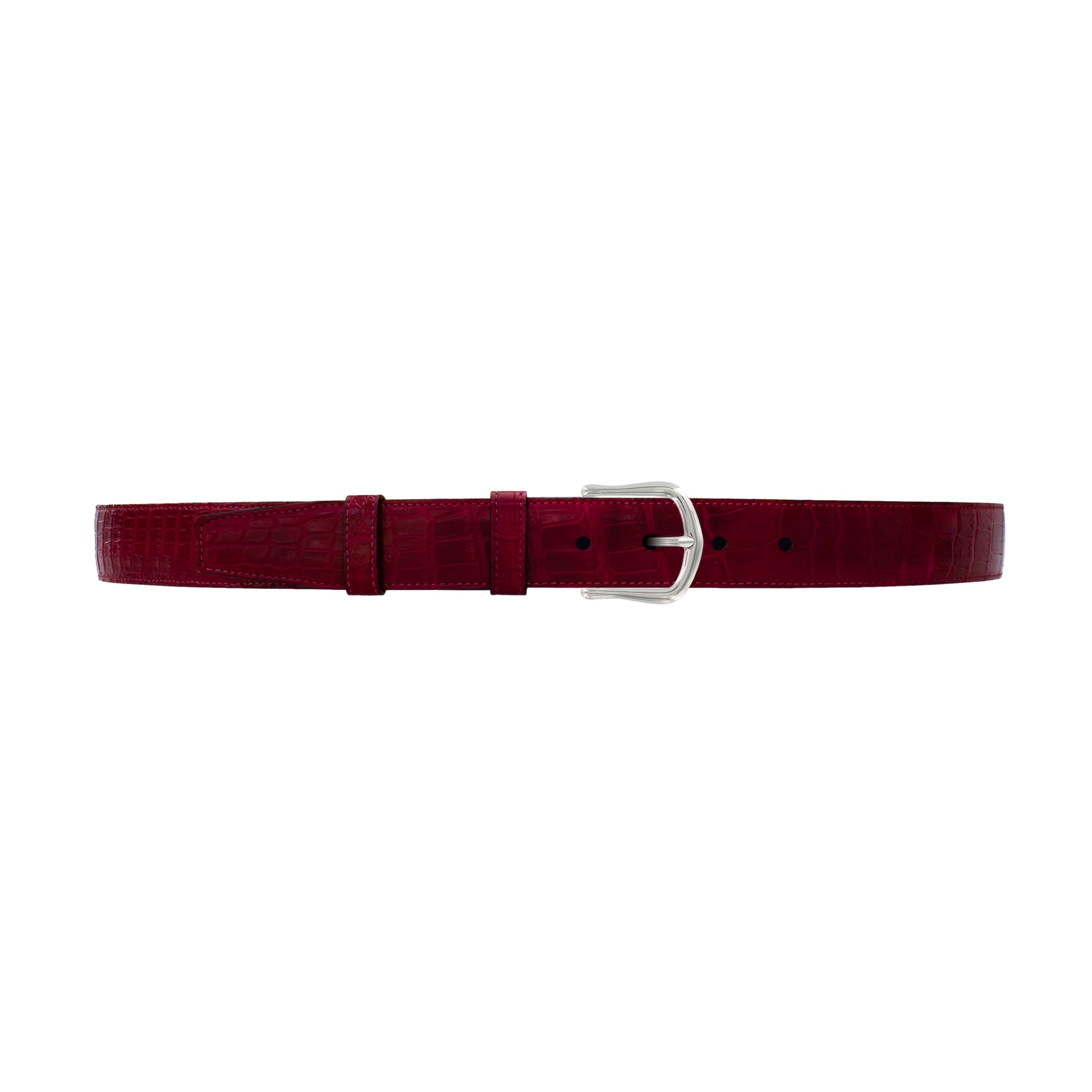 1 1/4" Garnet Seasonal Belt with Derby Cocktail Buckle in Polished Nickel