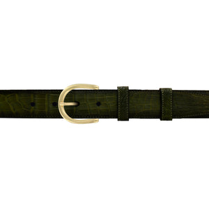 1 1/4" Olive Patina Belt with Denver Casual Buckle in Brass