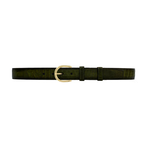 1 1/4" Olive Patina Belt with Denver Casual Buckle in Brass