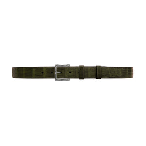 1 1/4" Olive Seasonal Belt With Regis Dress Buckle in Polished Nickel