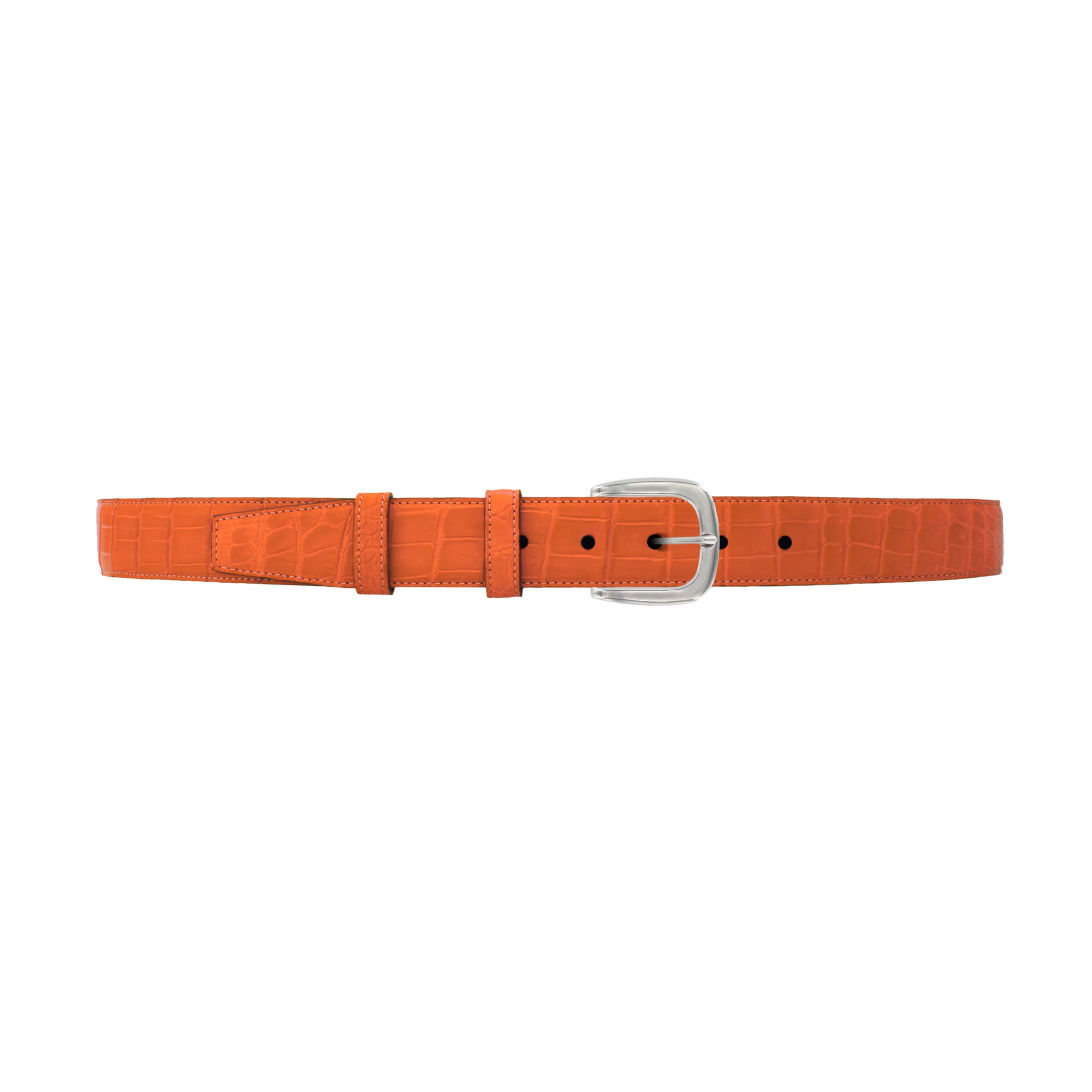 1 1/4" Orange Seasonal Belt with Oxford Cocktail Buckle in Polished Nickel