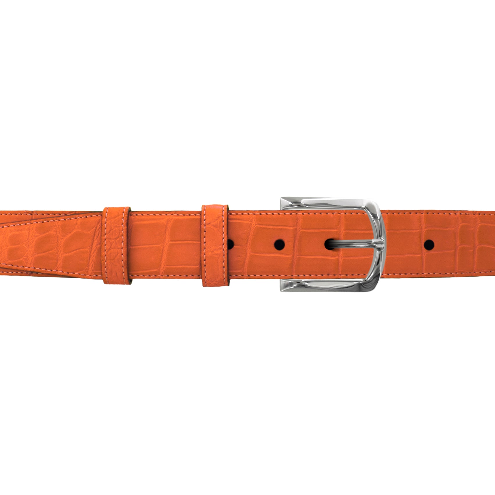 1 1/4" Orange Seasonal Belt with Sutton Dress Buckle in Polished Nickel