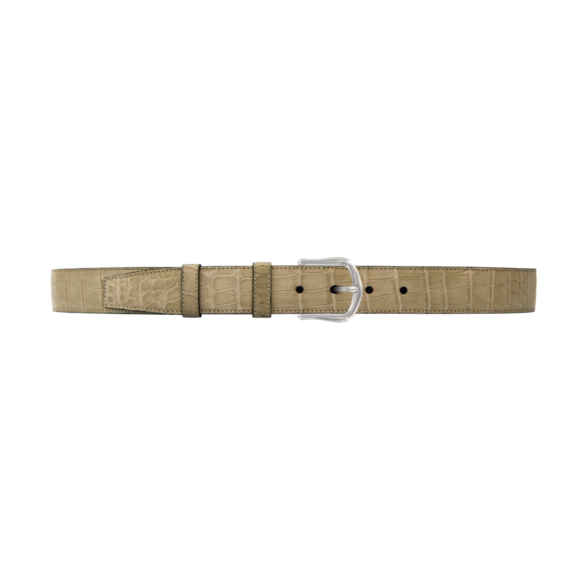 1 1/4" Sand Classic Belt with Derby Cocktail Buckle in Polished Nickel
