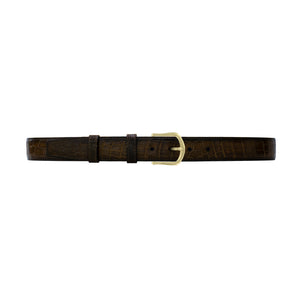 1 1/4" Walnut Patina Belt with Derby Cocktail Buckle in Brass