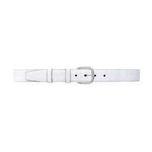 1 1/4" White Classic Belt with Oxford Cocktail Buckle in Polished Nickel