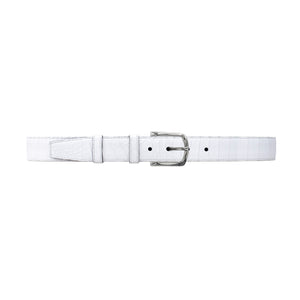1 1/4" White Classic Belt with Sutton Dress Buckle in Polished Nickel