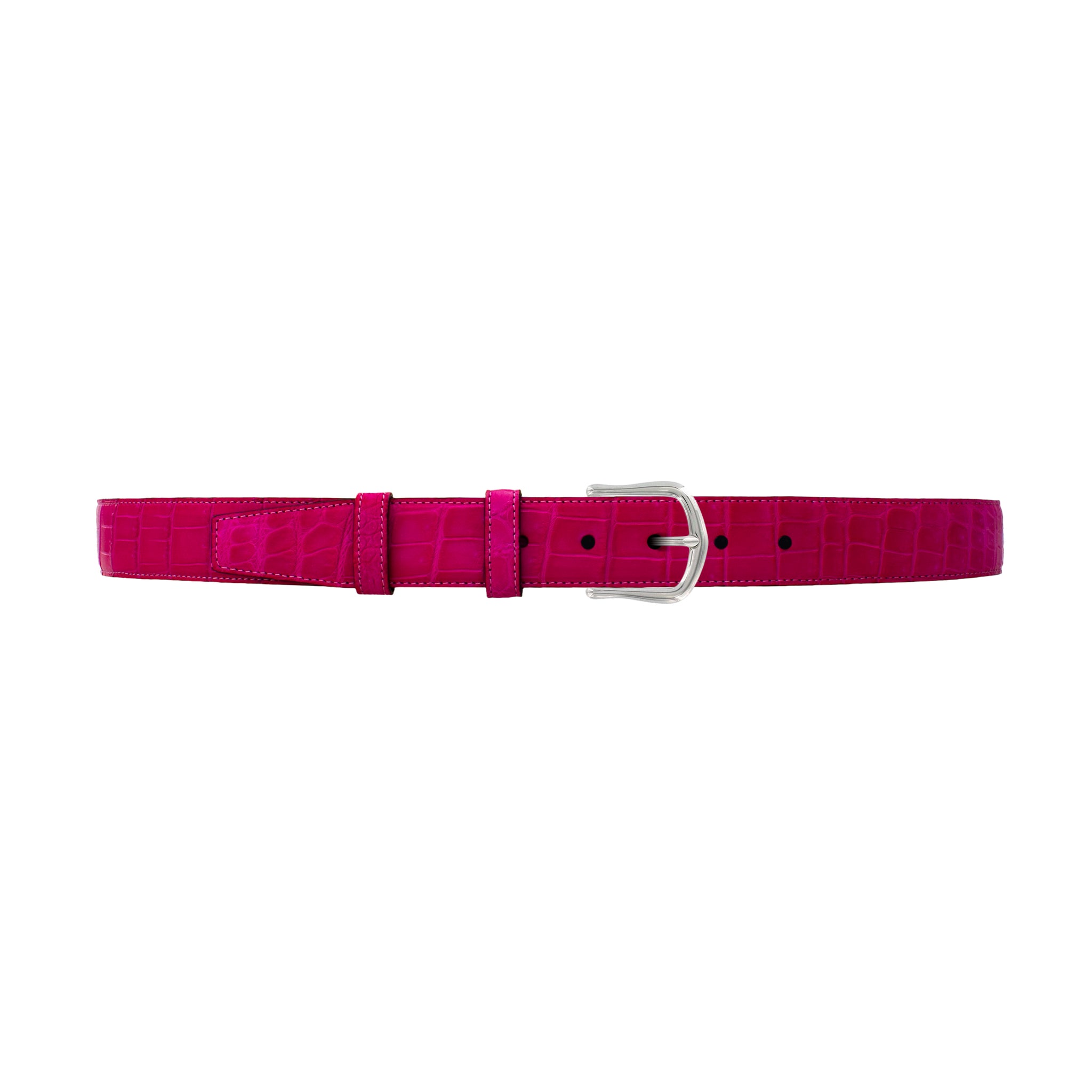 1 1/4" Magenta Seasonal Belt with Derby Cocktail Buckle in Polished Nickel