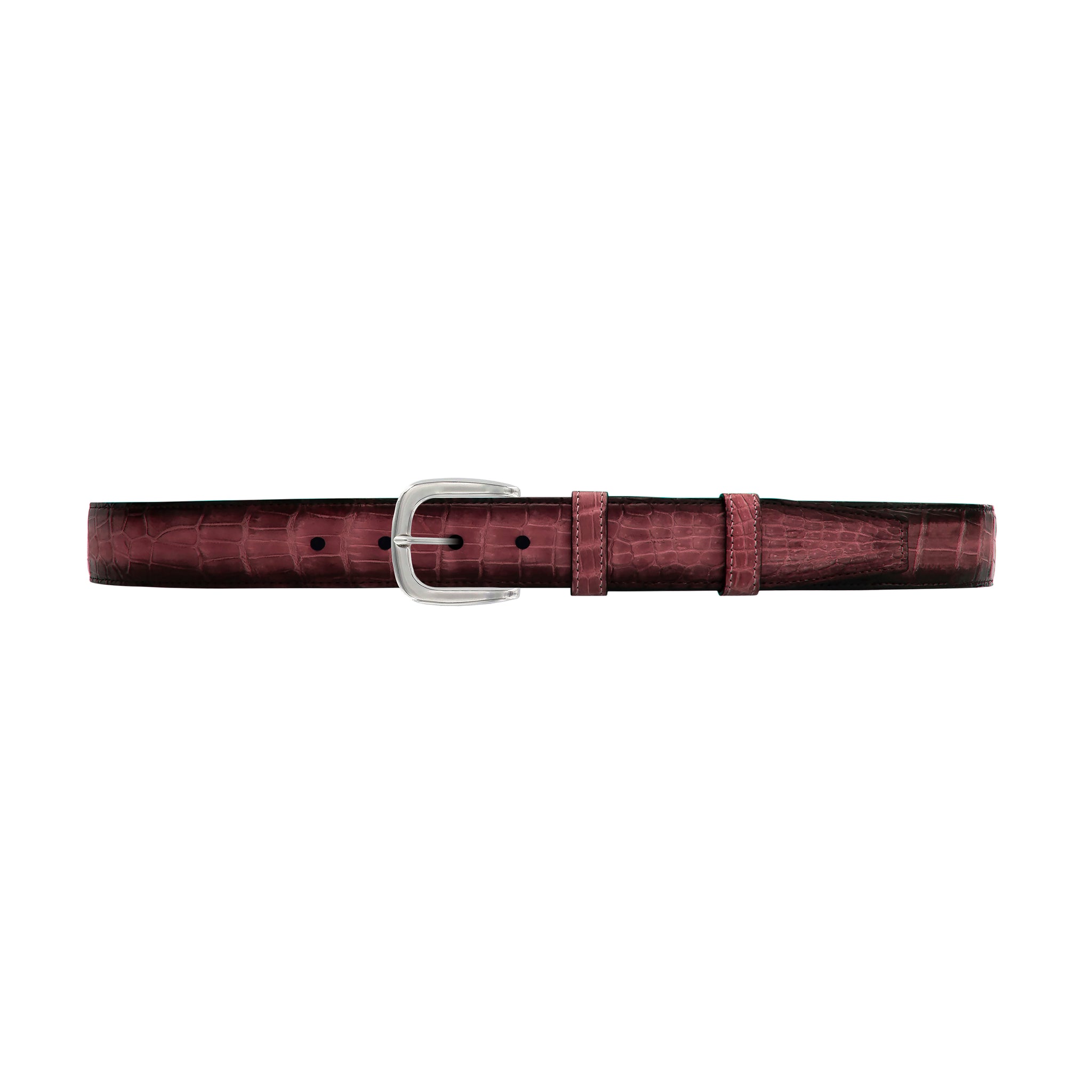 1 1/4" Rosewood Patina Belt with Oxford Cocktail Buckle in Polished Nickel