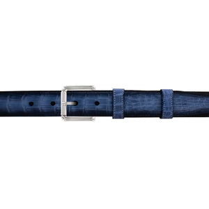 1" Azure Patina Belt with Austin Casual Buckle in Polished Nickel
