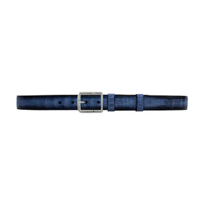 1" Azure Patina Belt with Crawford Casual Buckle in Polished Nickel