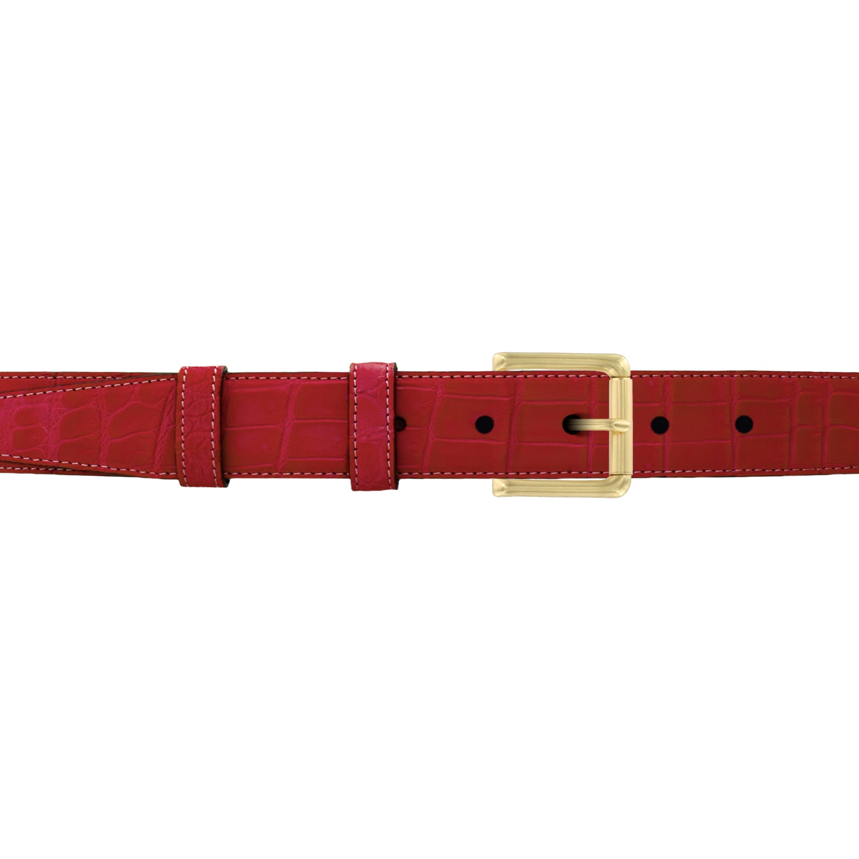 1" Cherry Seasonal Belt with Austin Casual Buckle in Brass