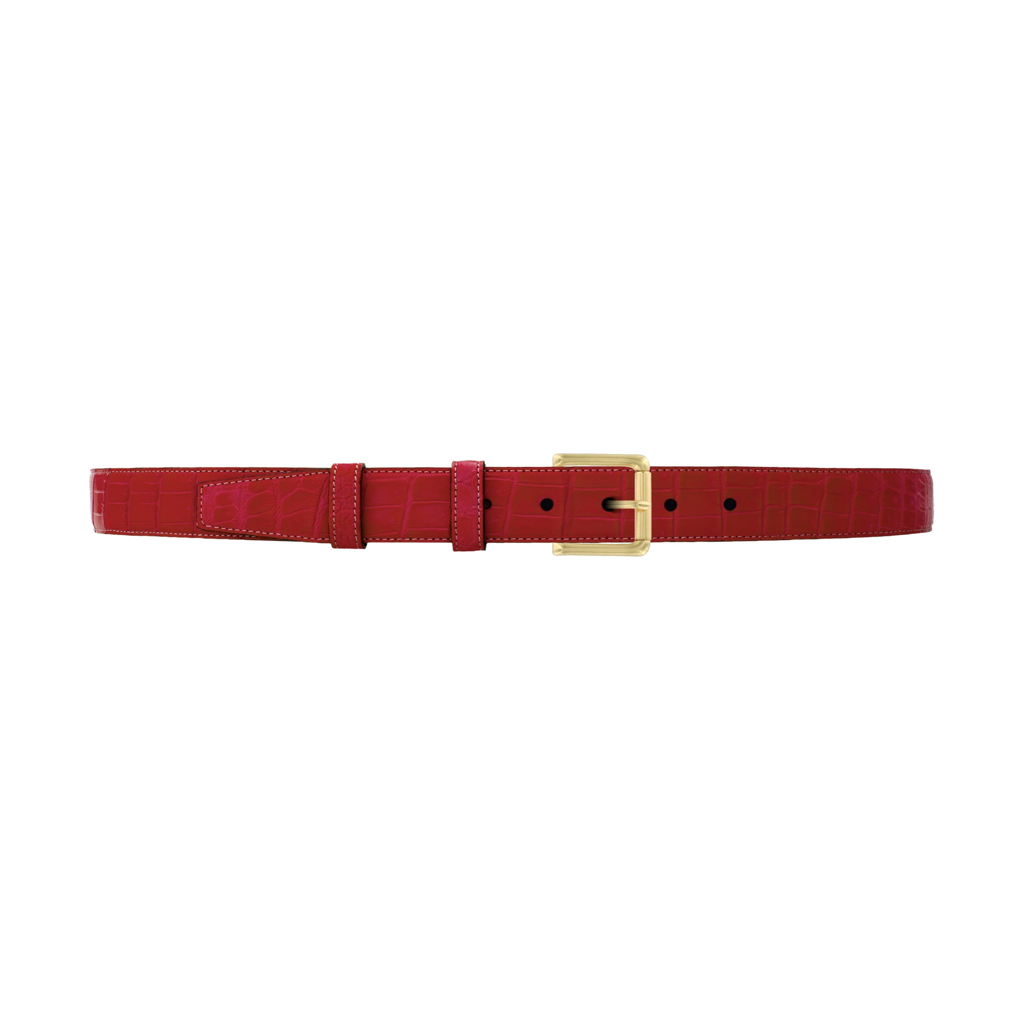 1" Cherry Seasonal Belt with Austin Casual Buckle in Brass
