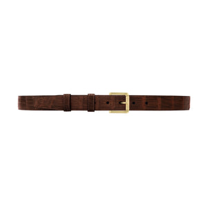 1" Cognac Classic Belt with Austin Casual Buckle in Brass