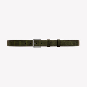 1" Olive Seasonal Belt with Winston Dress Buckle in Matt Nickel