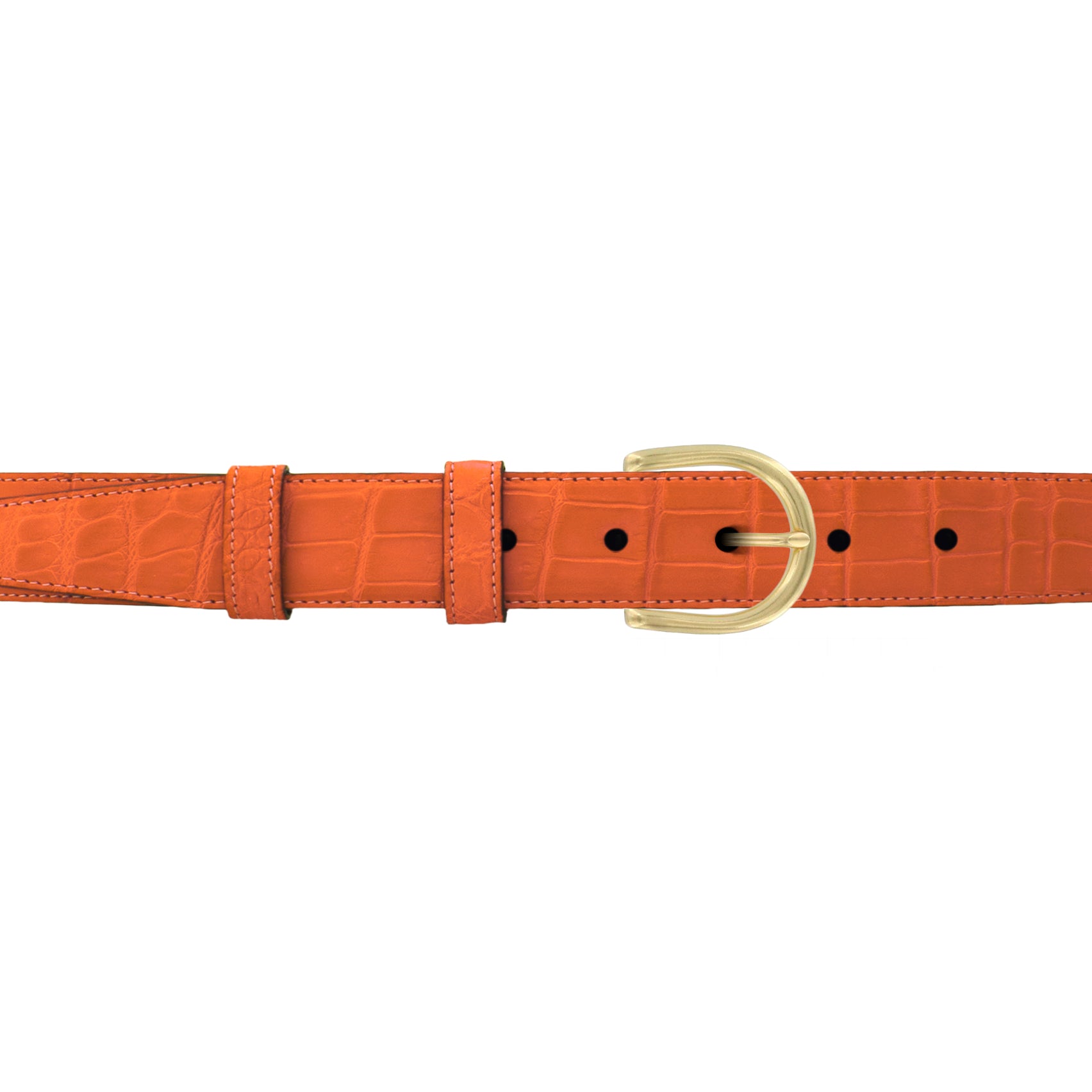 1" Orange Seasonal Belt with Denver Casual Buckle in Brass